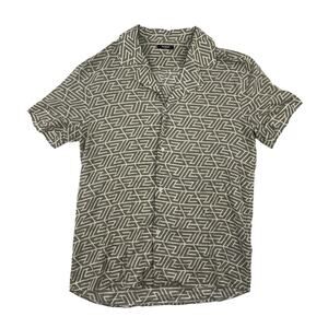 Balmain - Pyramid monogram Short Sleeve Shirt in Sage Green & White